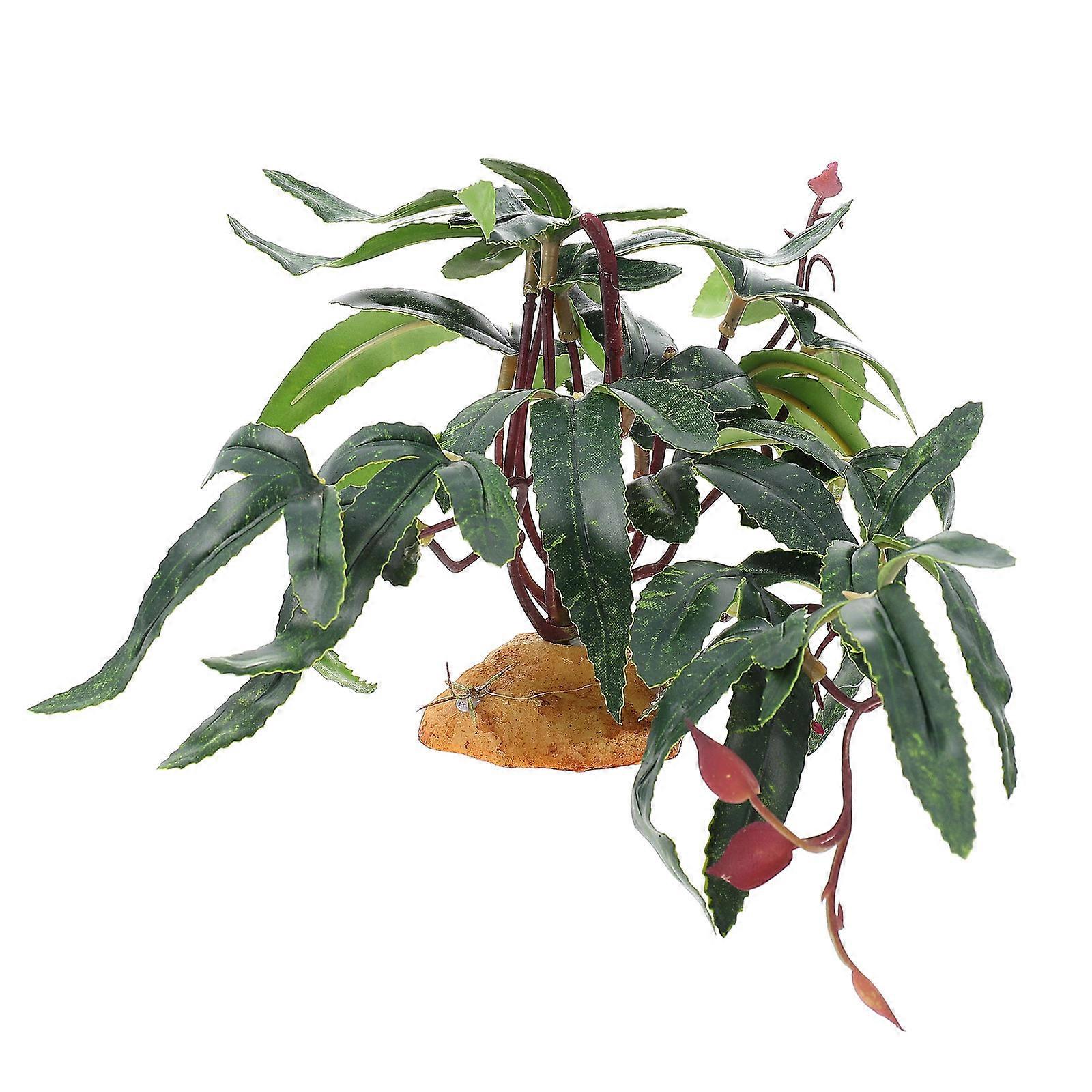 Compact Green Plant Simulation Ornament For Reptile Hideout Aquarium Landscaping 1Pack