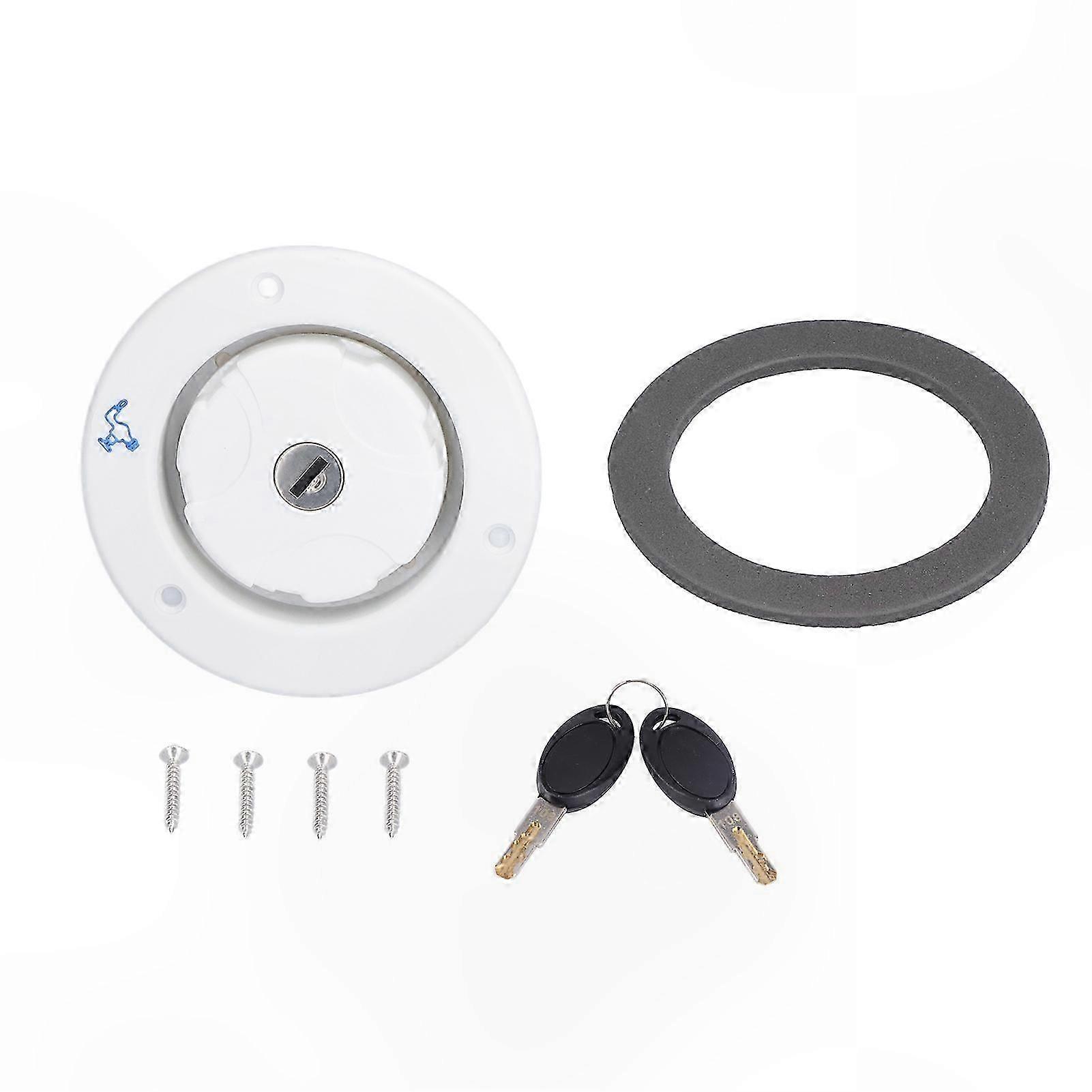 White PP Plastic Gravity Water Inlet with Key Lock for RV, Motorhome, Camper, Trailer, Caravan