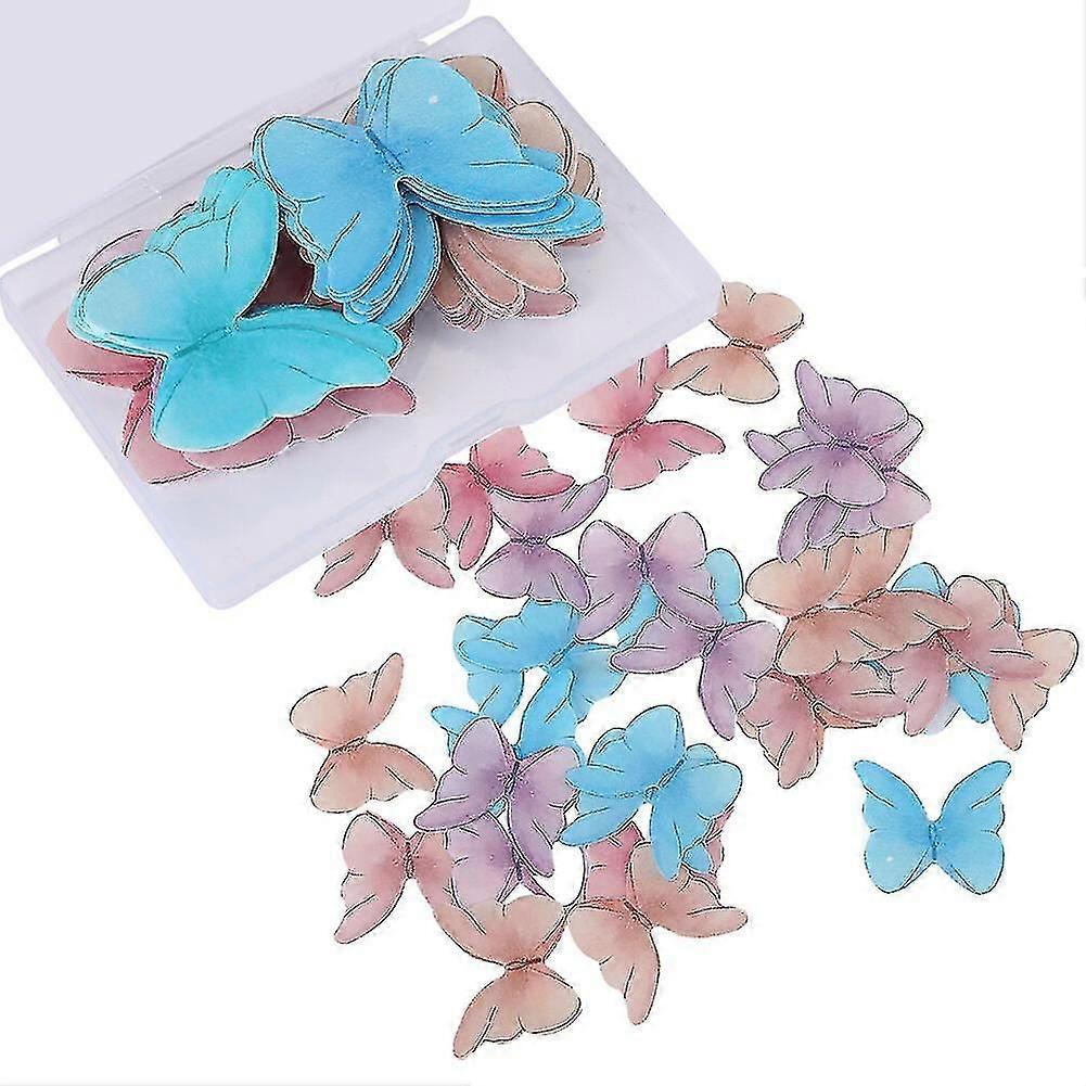 Suitable for 48PCS Edible Butterfly Wafer Paper for Cake Decoration, 3D Colorful Realistic Cupcake Topperyiwu