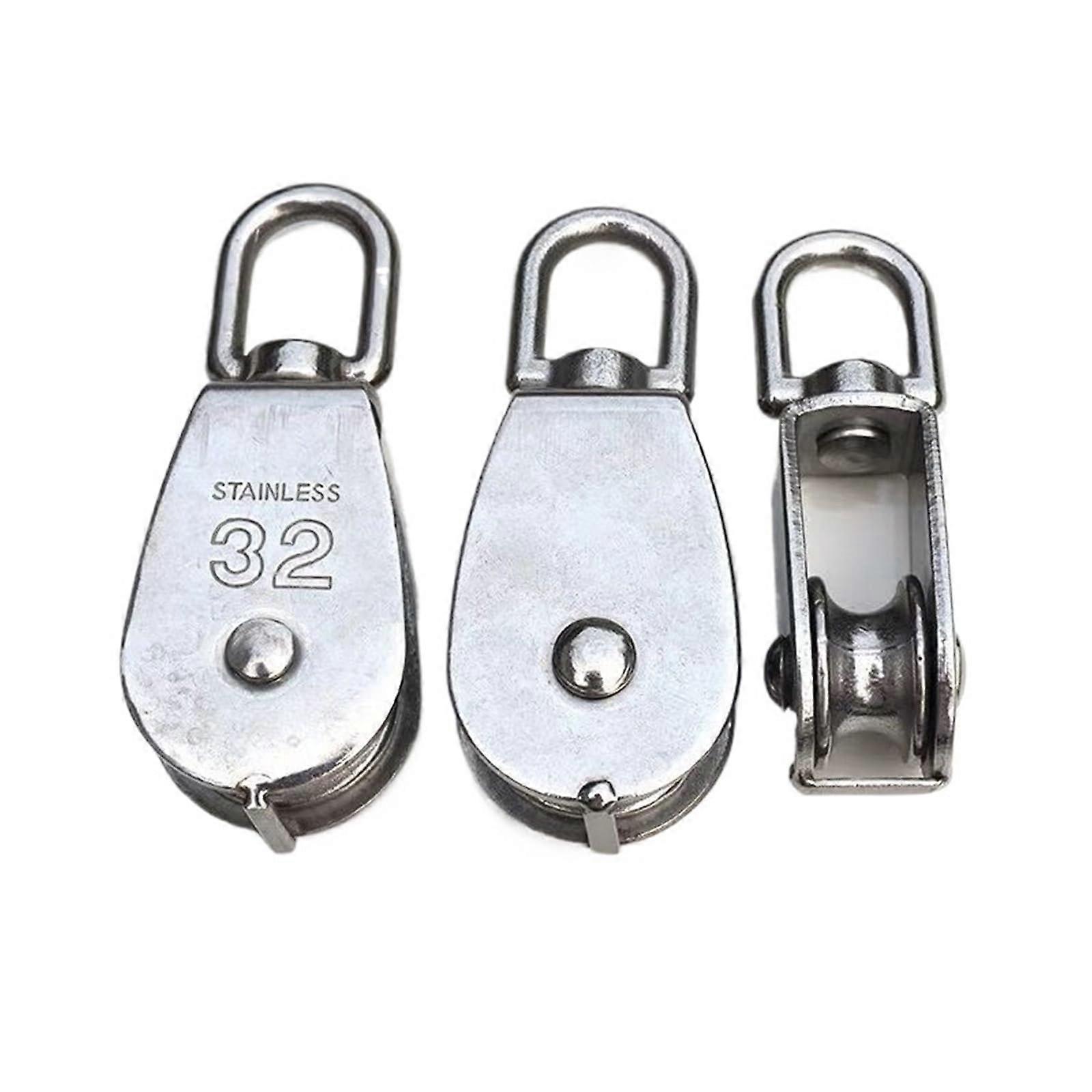 Single Pulley Block Stainless Steel, M32 Cable Pulley Wheel for Towing, Lifting, Marine and Boat Applications