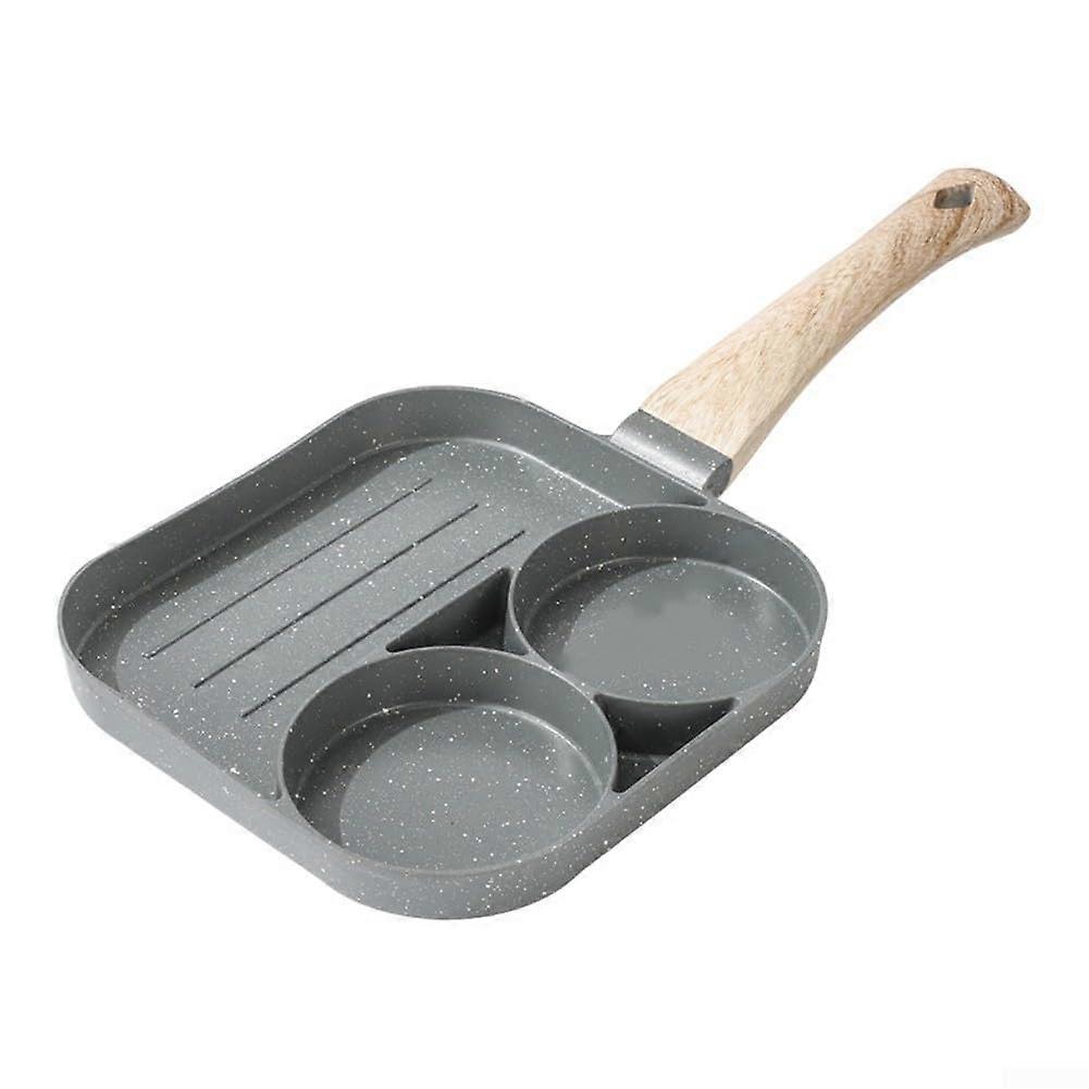 Omelette Pan 3 Sections Non-Stick Cast Iron Skillet for Easy Breakfast Cooking and Meal Prep