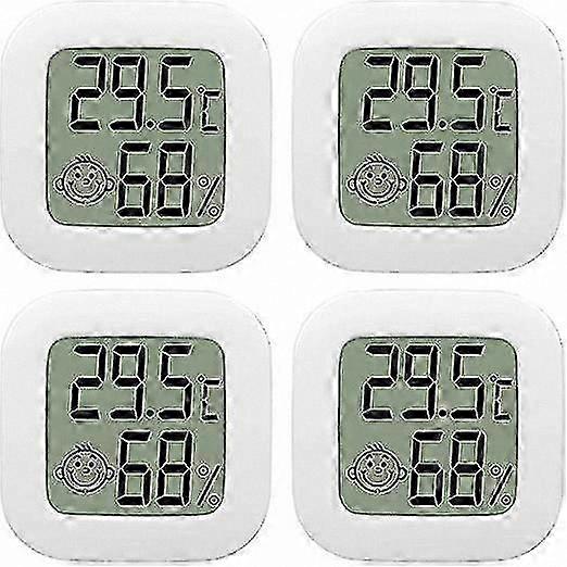 4-Pack Digital LCD Thermometers for Indoor Use, White Design