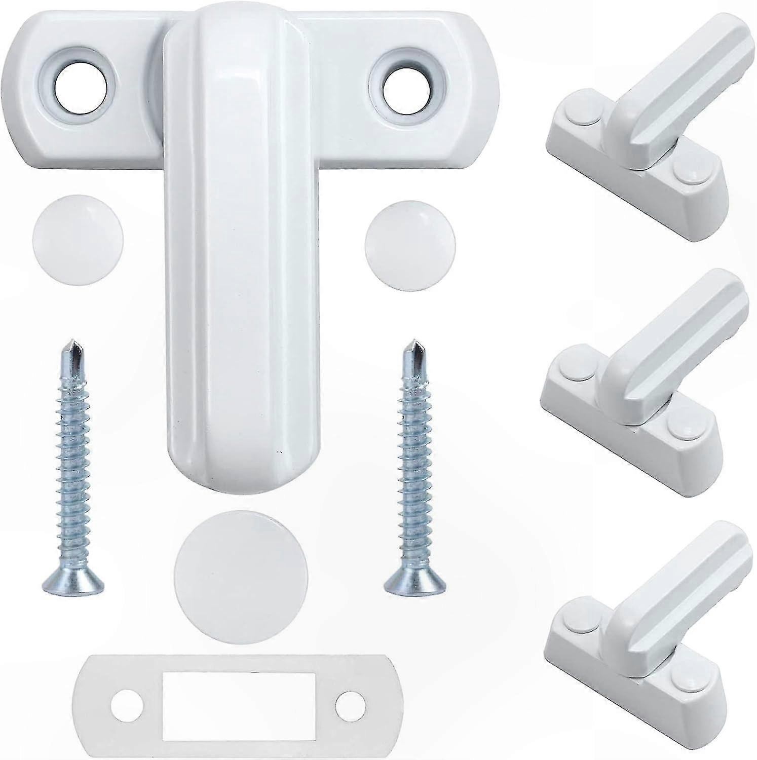 White Zinc Alloy Door Window Locks, 4-Pack, UPVC PVC Security for Home