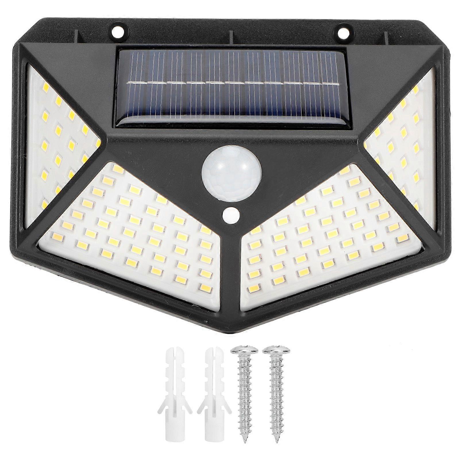 Solar Wall Light with 100 LEDs and Motion Sensor, 4-Sided Bright, Outdoor, Garden Security