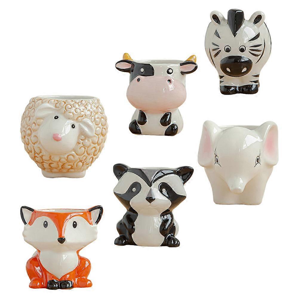 Animal Ceramic Planter Succulent Planting Pot Assorted Color for Planting 6Pcs