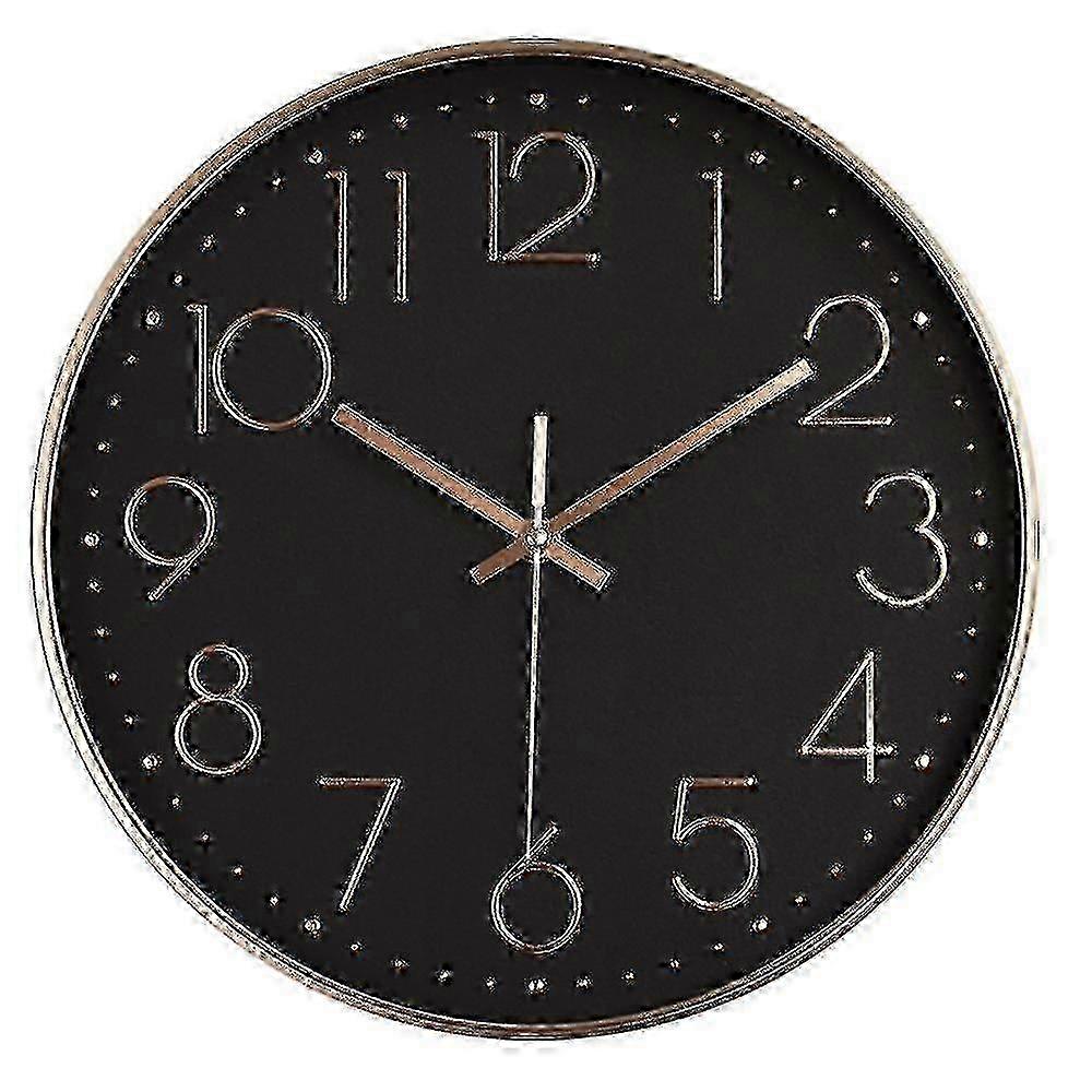 Silent Round Wall Clock with Easy to Read Numbers, Non-Ticking Quartz Movement for Home or Office