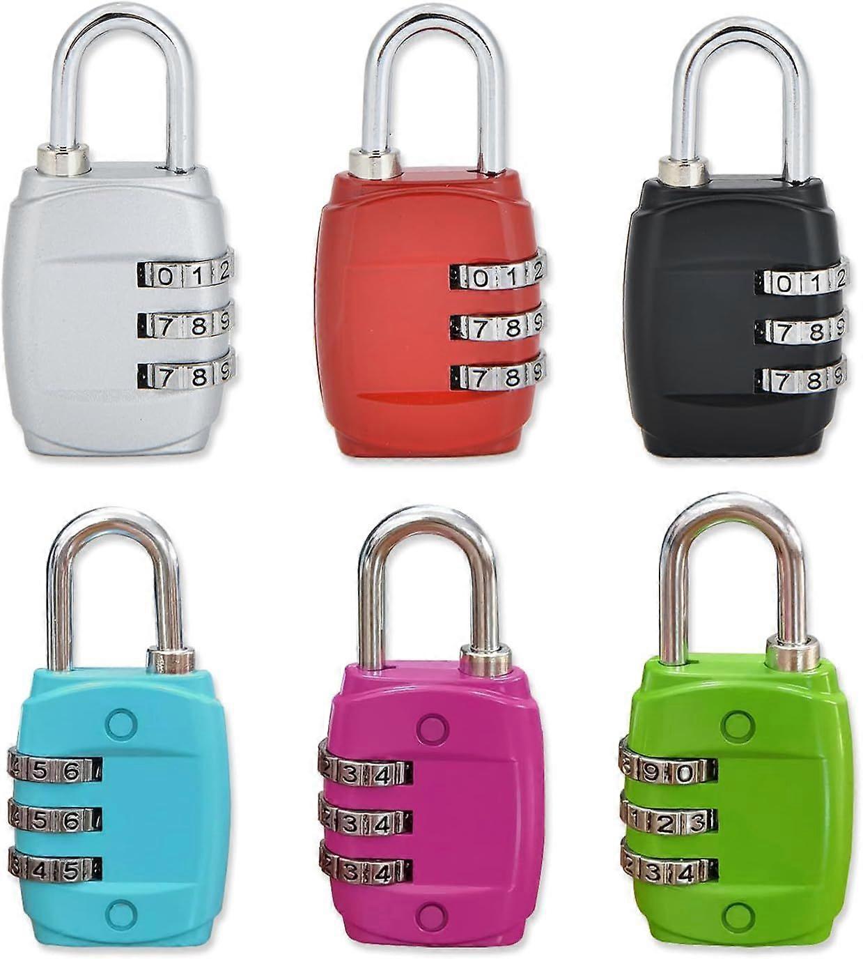 Combination Lock, 6 Pieces Combination Lock, 3 Digit Combination Lock for Locker, Handbags, Backpacks, Suitcases