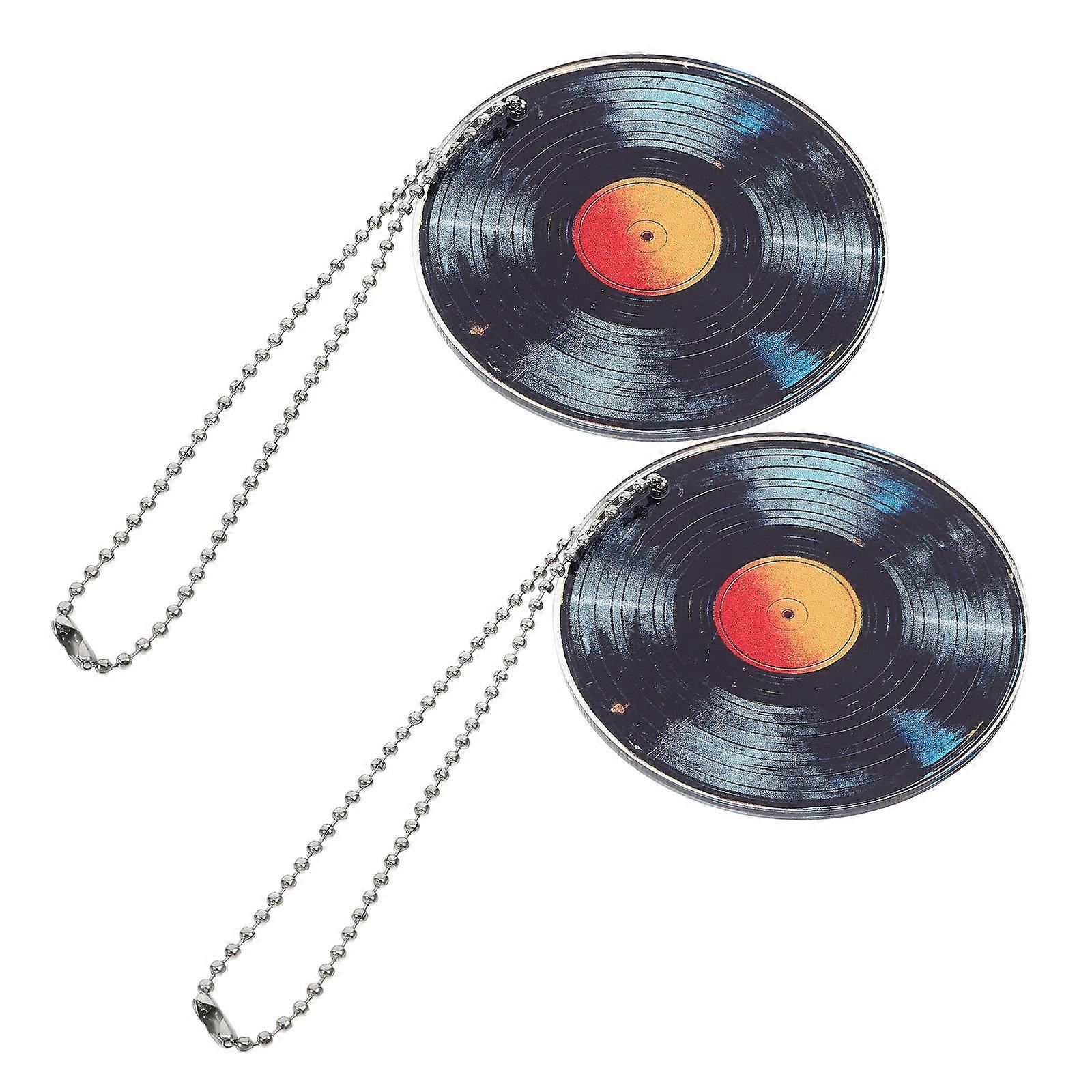 Aesthetic Keychain Bag Hanging Pendant Round Shape Music Themed Events Daily Use 2Set