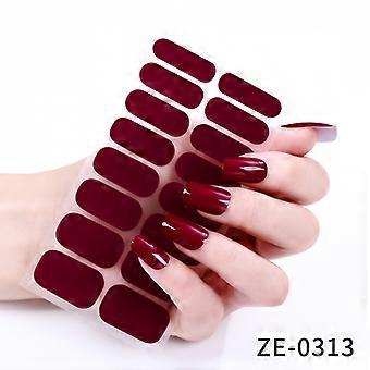 Simple Pure Color Nail Art Stickers, Full Coverage Nail Polish Film Stickers for 16 Fingers, Includes Nail File
