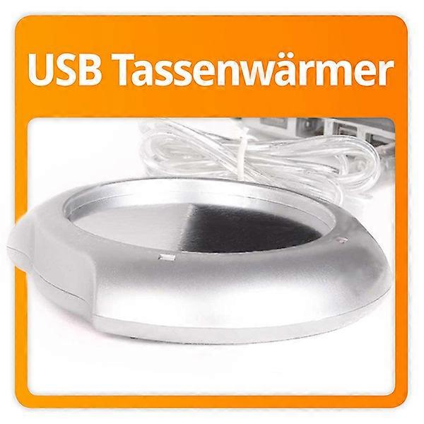USB Cup Mug Warmer Heater Pad with 4 Port USB Hub Silver