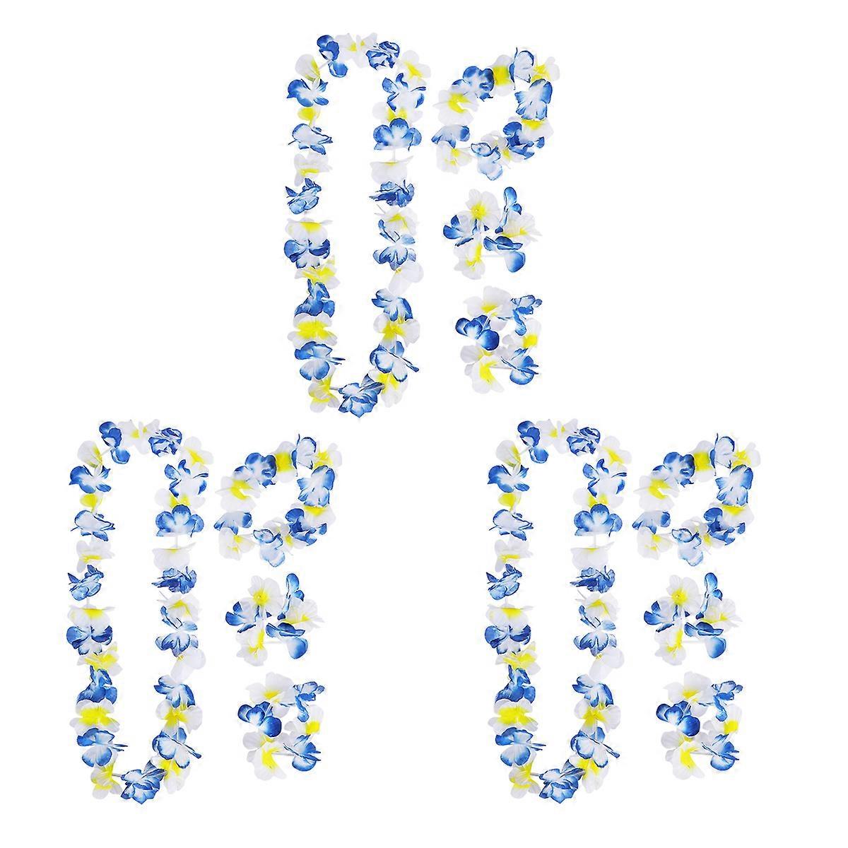 Hawaii Leis Garland Set Dual-Color Hawaiian Garland Kit 3Set for Party Use
