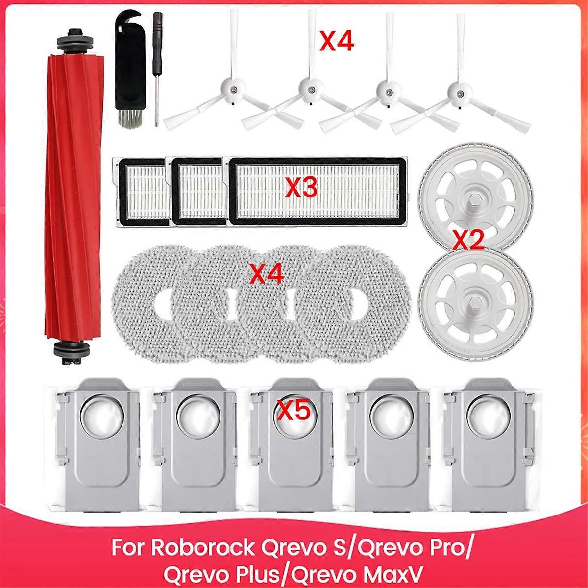Replacement Accessories for Qrevo S/Qrevo Pro/Qrevo Plus/Qrevo MaxV, Main Side Brush HEPA Filters Mop Pads