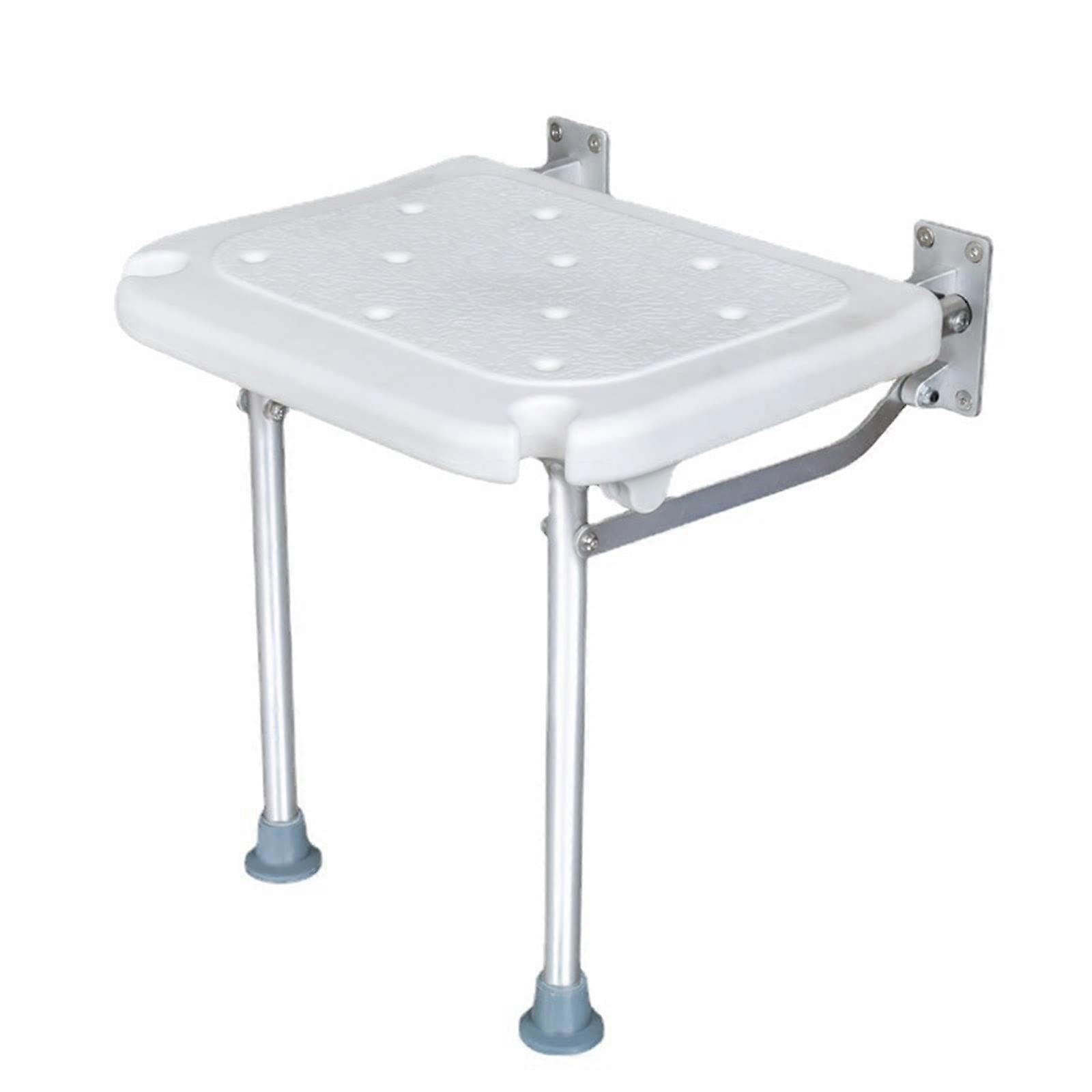 Folding Shower Seat Wall Mounted With Support Leg Aluminum Frame Flip-Up Screw-In Bath Seat For Elderly Bath Aid Bench