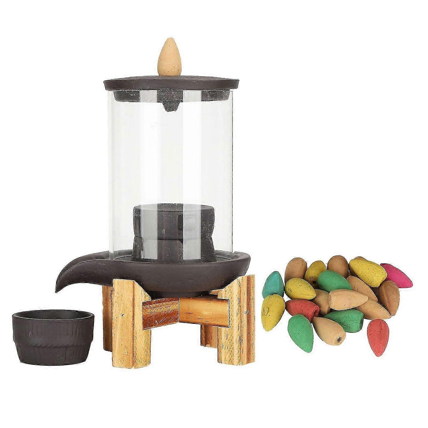 2025 Latest Model Backflow Incense Burner Red Porcelain Creative Good Luck