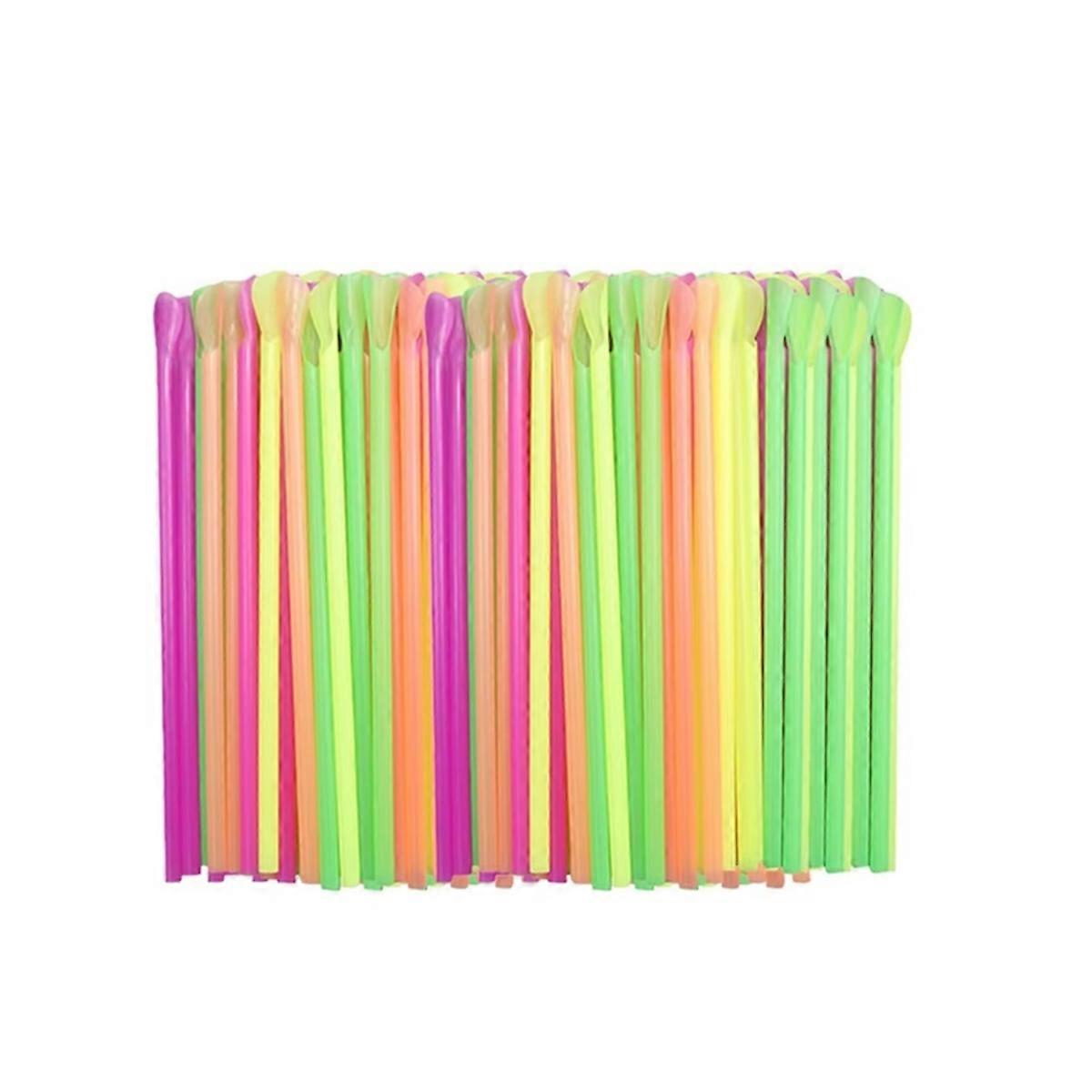 1000pcs Snow Cone Spoon Straw, Plastic Disposable Drinking Straws