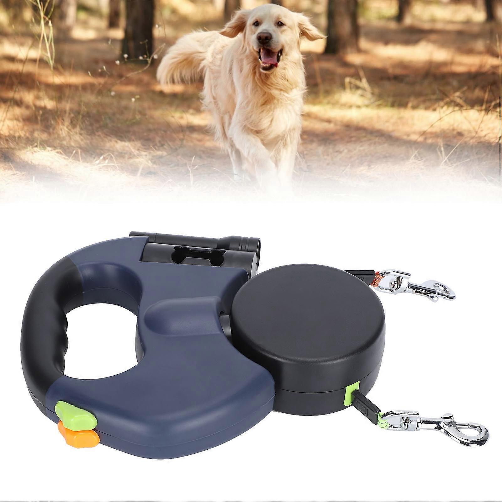 Dual Pet Retractable Leash 3m Reflective ABS LED Flashlight