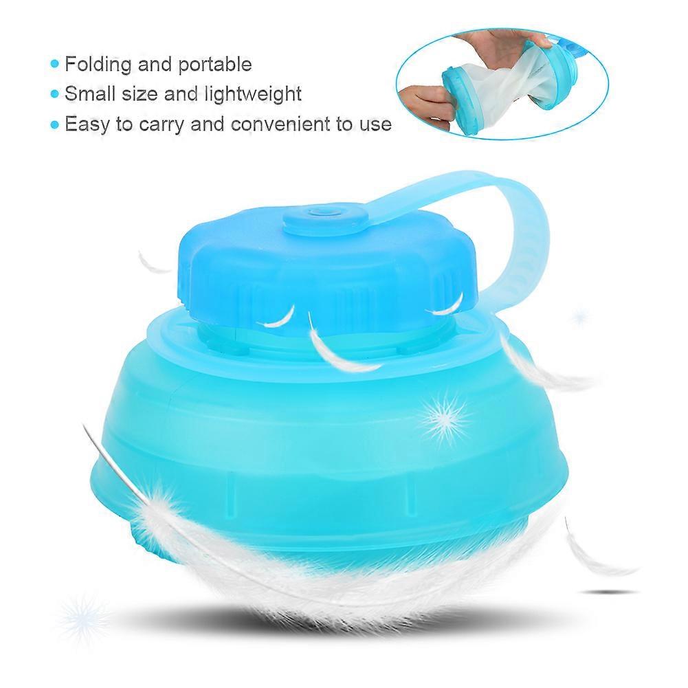 750ml Large Folding Soft Silicone Kettle Blue Transparent Body
