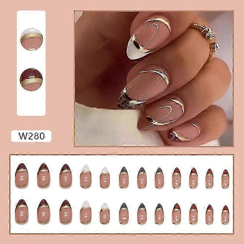 Ribbon & Leopard Print Fake Nails with Smooth and Non-Grainy Texture for Stand Out at Parties Dates Weddings Proms