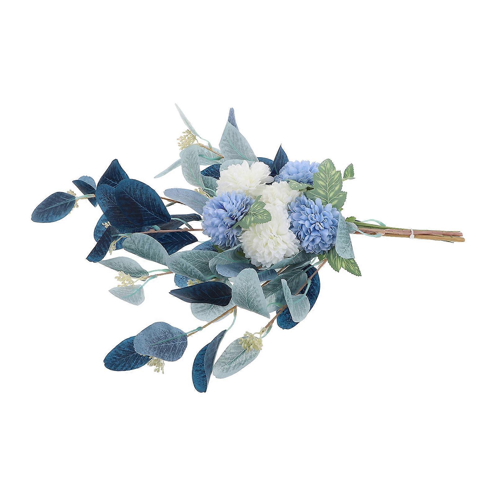 Fake Eucalyptus Leaf Chrysanthemum Bouquet for Decoration 1 Bouquet