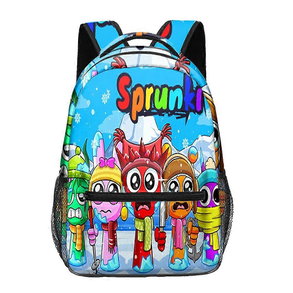 Sprunki All-Over Print Music Rhythm Box Backpack 17 Inch Large Capacity School Backpack for Students
