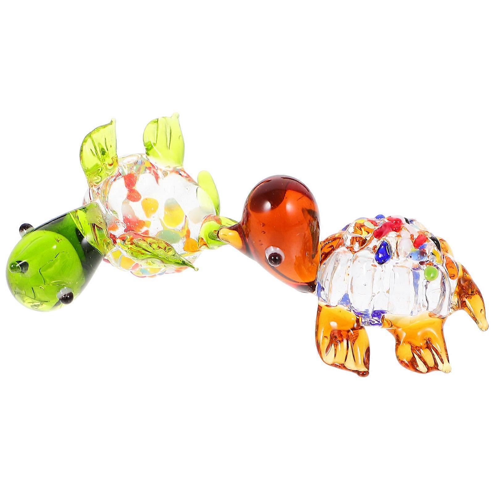 Glass Turtle Small Craft Decoration for Desktop 10Pcs Assorted