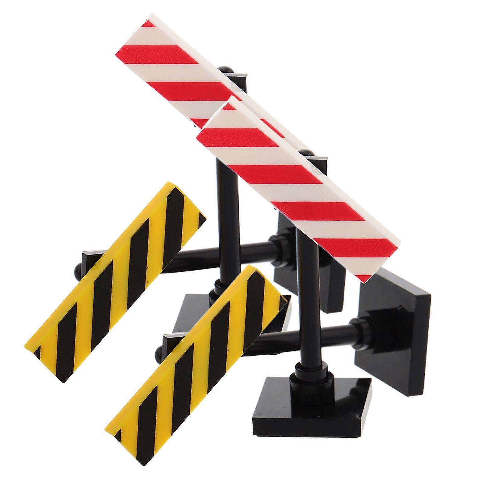 4Pcs Warning Sign Model DIY Small Building Blocks for Kids Role Play