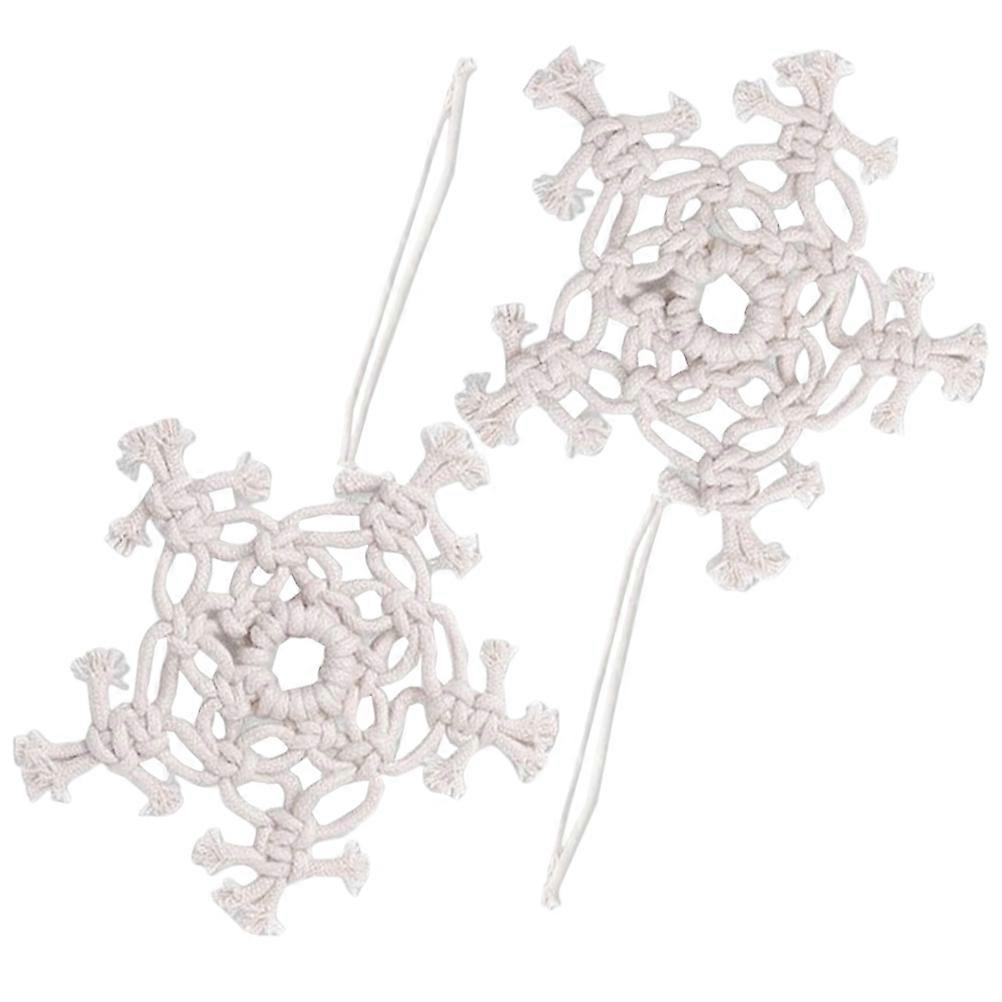 Christmas Tree Decorations Cotton Rope for Holiday Ornaments 2Pcs Handmade Snowflake