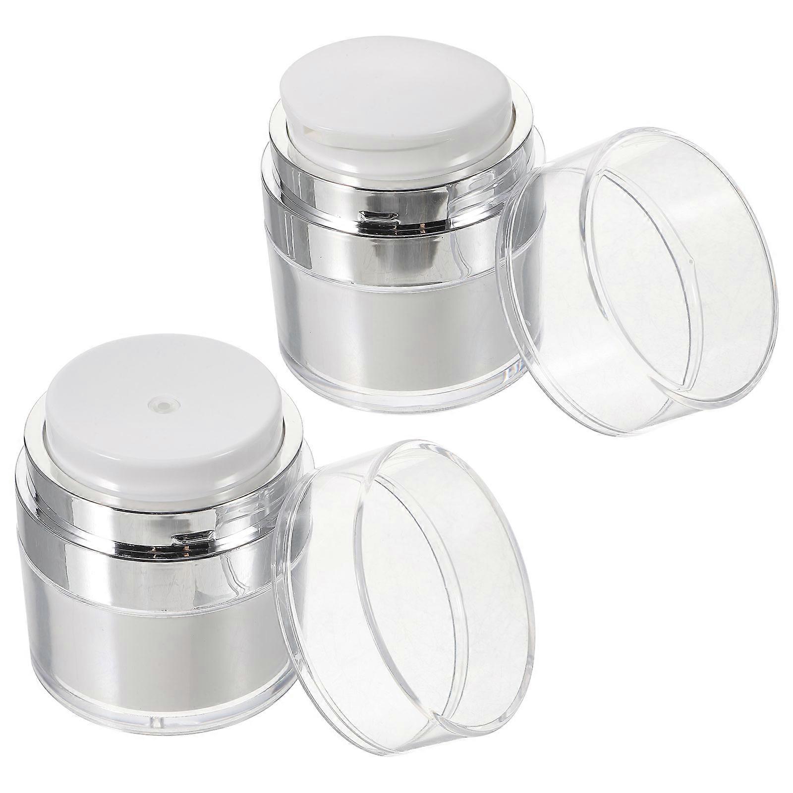 Press Pump Cream Jar for Lotion Use 2Pcs Empty Facial Cream Bottles White Acrylic