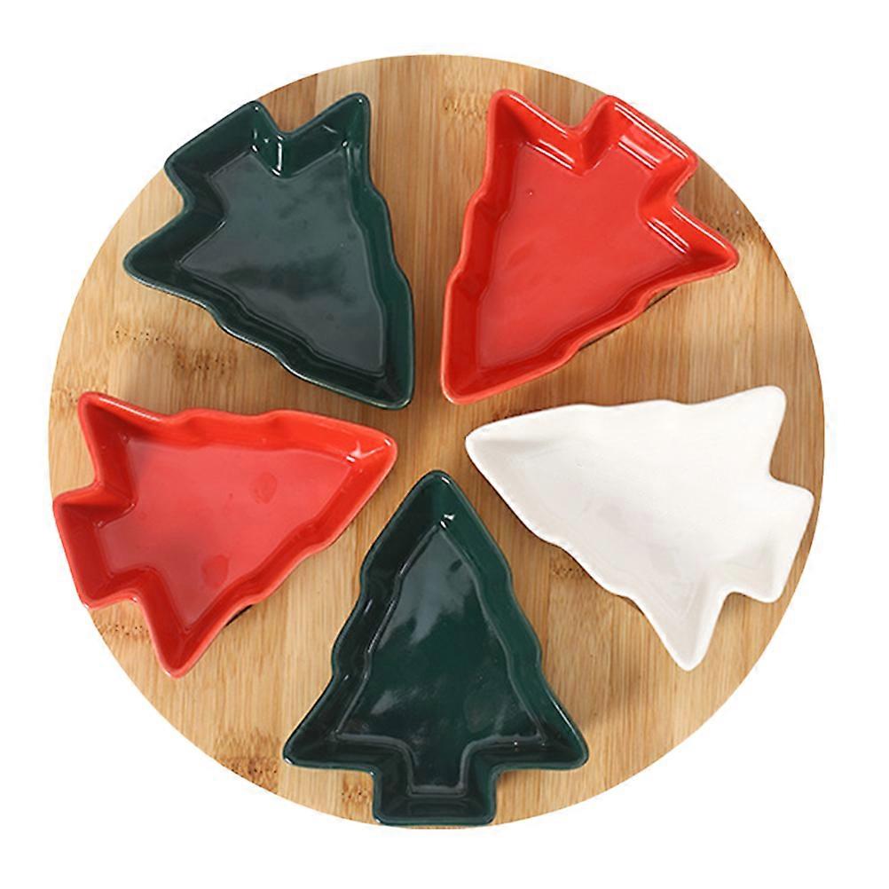 Christmas Tree Shape Rotating Fruit Tray Ceramic Snack Holder 1Set
