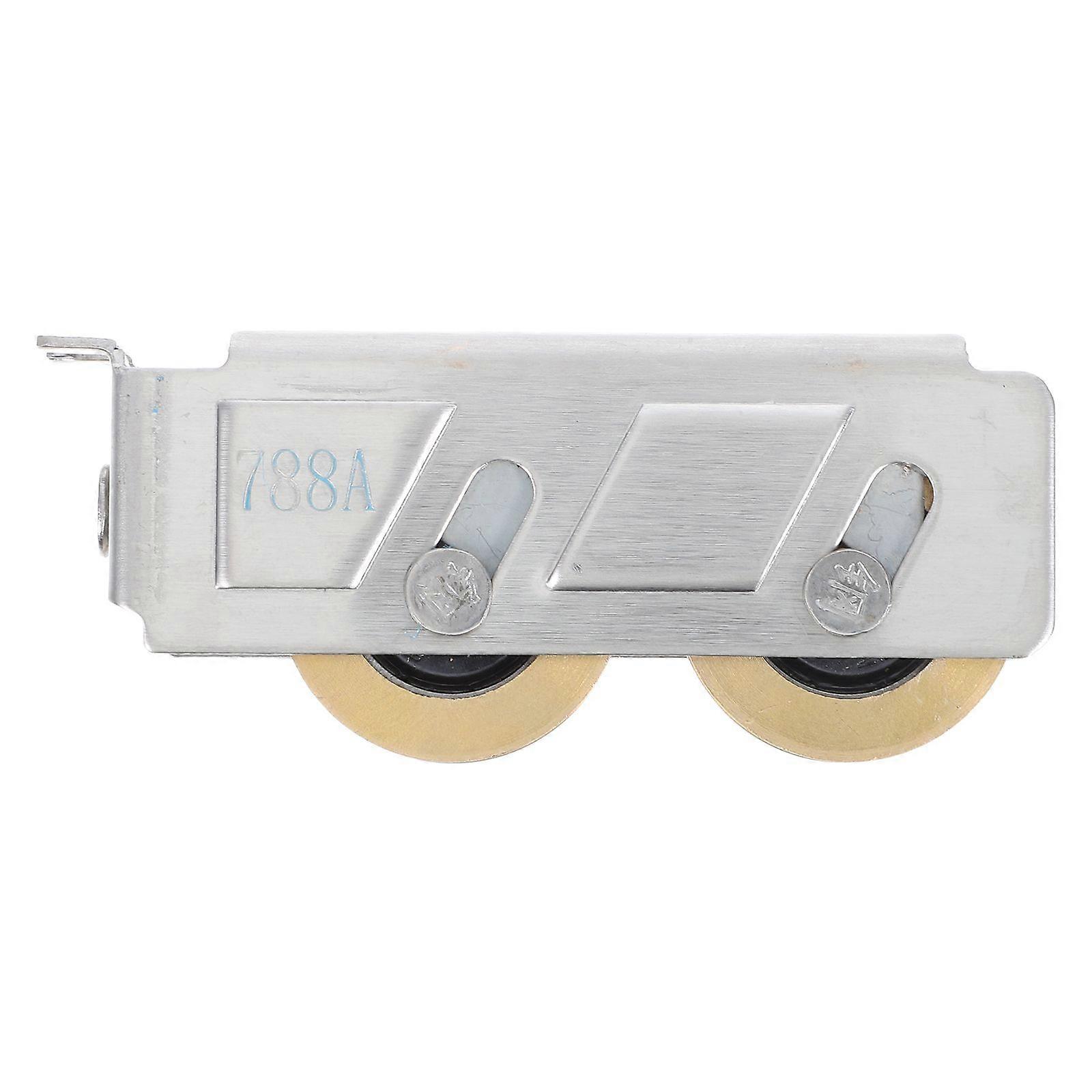 2 τμχ Συγκρότημα κυλίνδρου συρόμενης πόρτας Τροχός από ανοξείδωτο ατσάλι και χαλκό Διπλός χάλκινος τροχός για πόρτες ντουλάπας και βεράντας Κύλινδρος συρόμενης πόρτας με ρουλεμάν