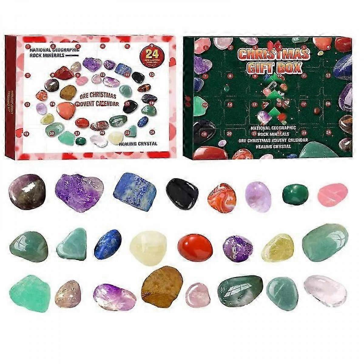 2025 Advent Calendar Advent Calendar 2025 24 Pcs Natural Crystal Gemstone Stone Minerals Box Complete Rock Collection Christmas Countdown Kids Gift