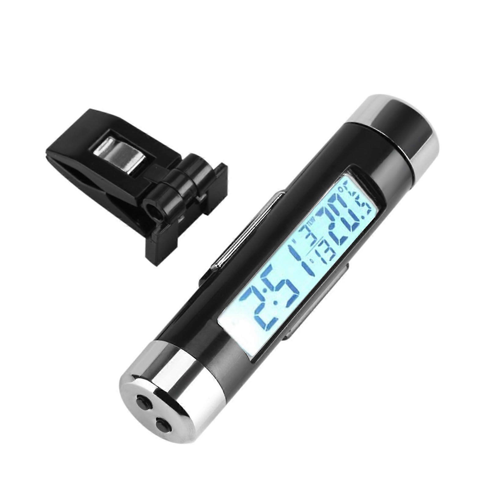 Clip on Truck Car LCD Thermometer Automotive Digital Backlight Clock Monitor White Backlight
