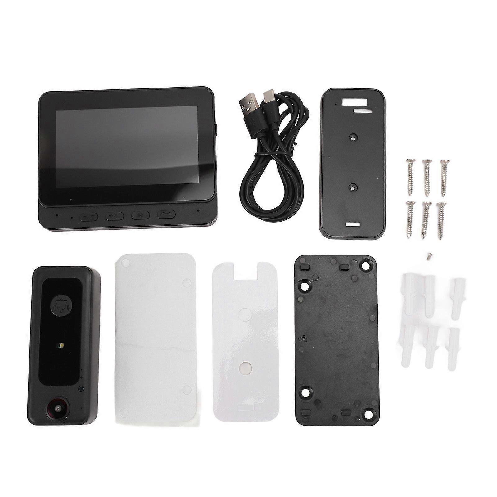 Smart Wireless Video Doorbell 4.3 Inch Screen 170 Wide Angle 2 Way Intercom Auto Recording Security Doorbell