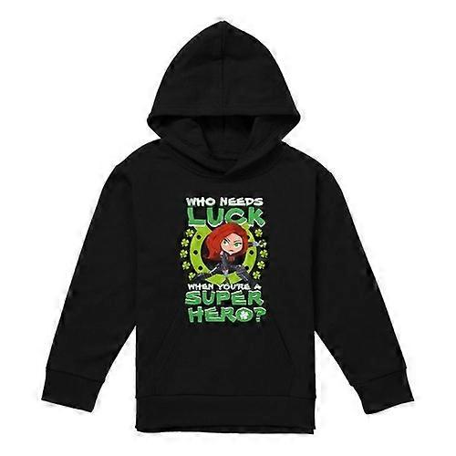 Black Widow Childrens/Kids St Patrick's Day Lucky Superhero Pull Over Hoodie
