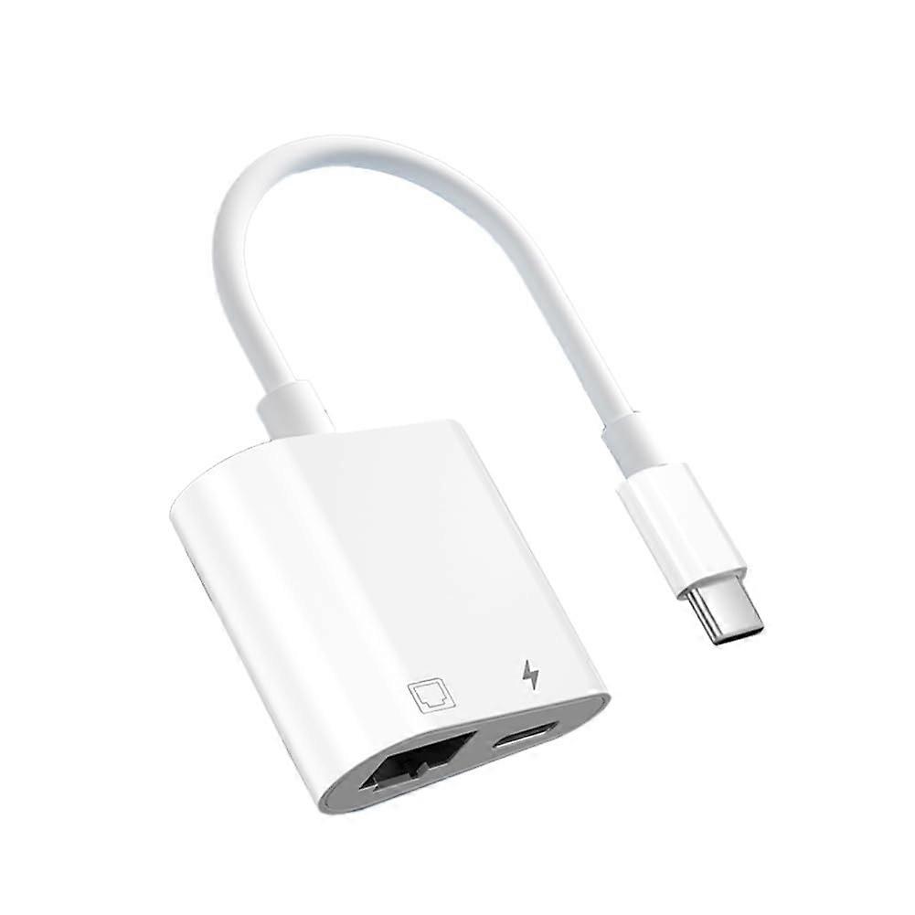 USBC To Ethernet Adapter With Charging, USBC To RJ45 100Mbps Network Card Hub, Desktop And Phone Compatible
