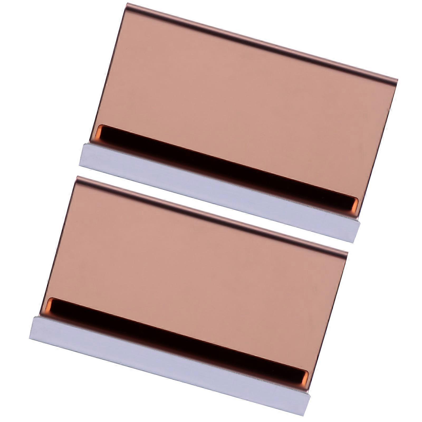 Desktop Cards Holder 2Pcs Golden Notes Folder Rust-Resistant Stainless Design for Storage