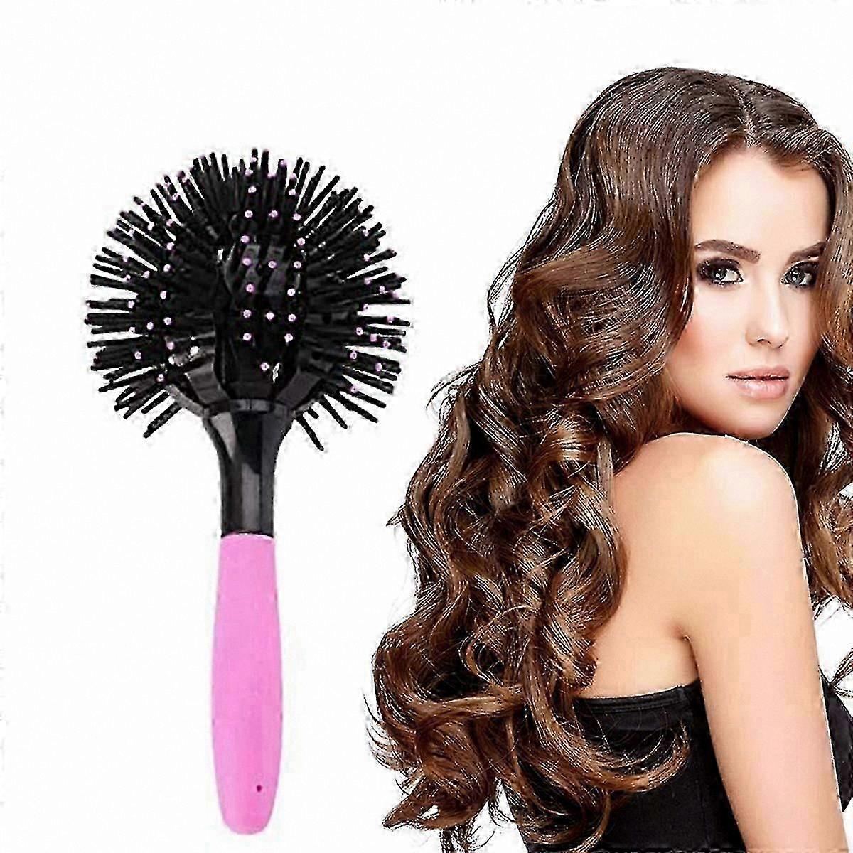 360 Rotating Hair Brush for Curling and Styling, Detangling Blow Dry Brush for Wet or Dry Hair, Round Salon Tool for Effortless Volume and Smoothness