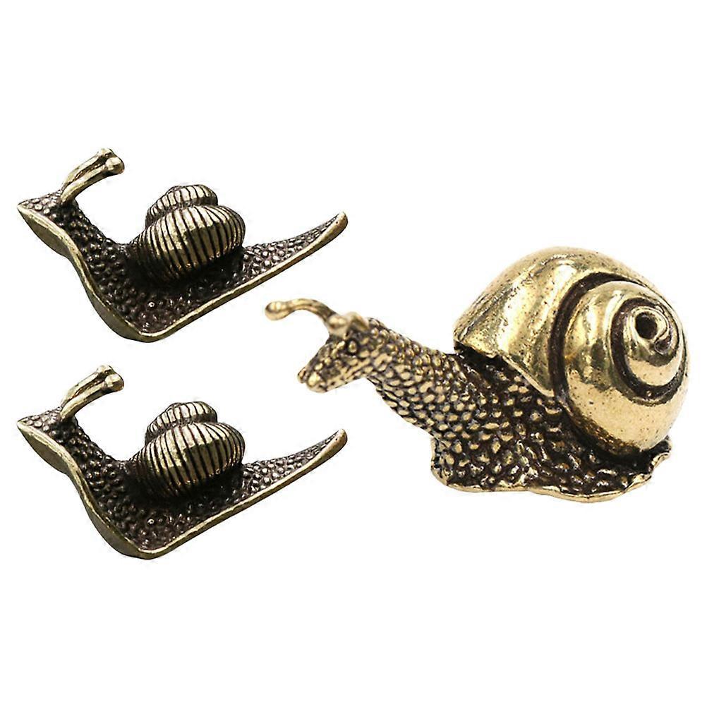 Golden Brass Snail Sculpture Decorative Snail Ornament for 6Pcs Collection