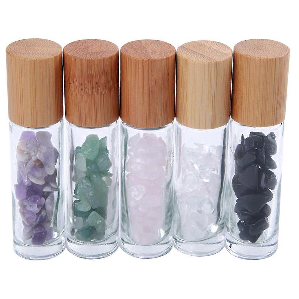 Essential Oil Bottle Green Crystal Roller for Storage 5Pcs