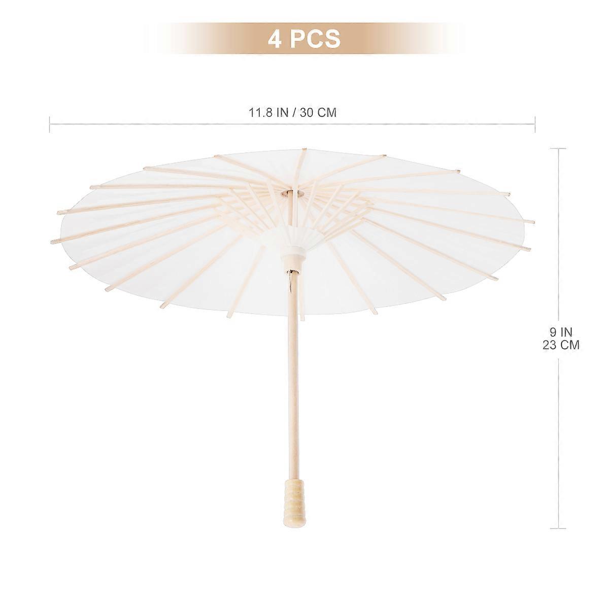 3Pcs White Paper Umbrella Decorative Accessory For Parties And Interior Design Diameter 30cm Round Style