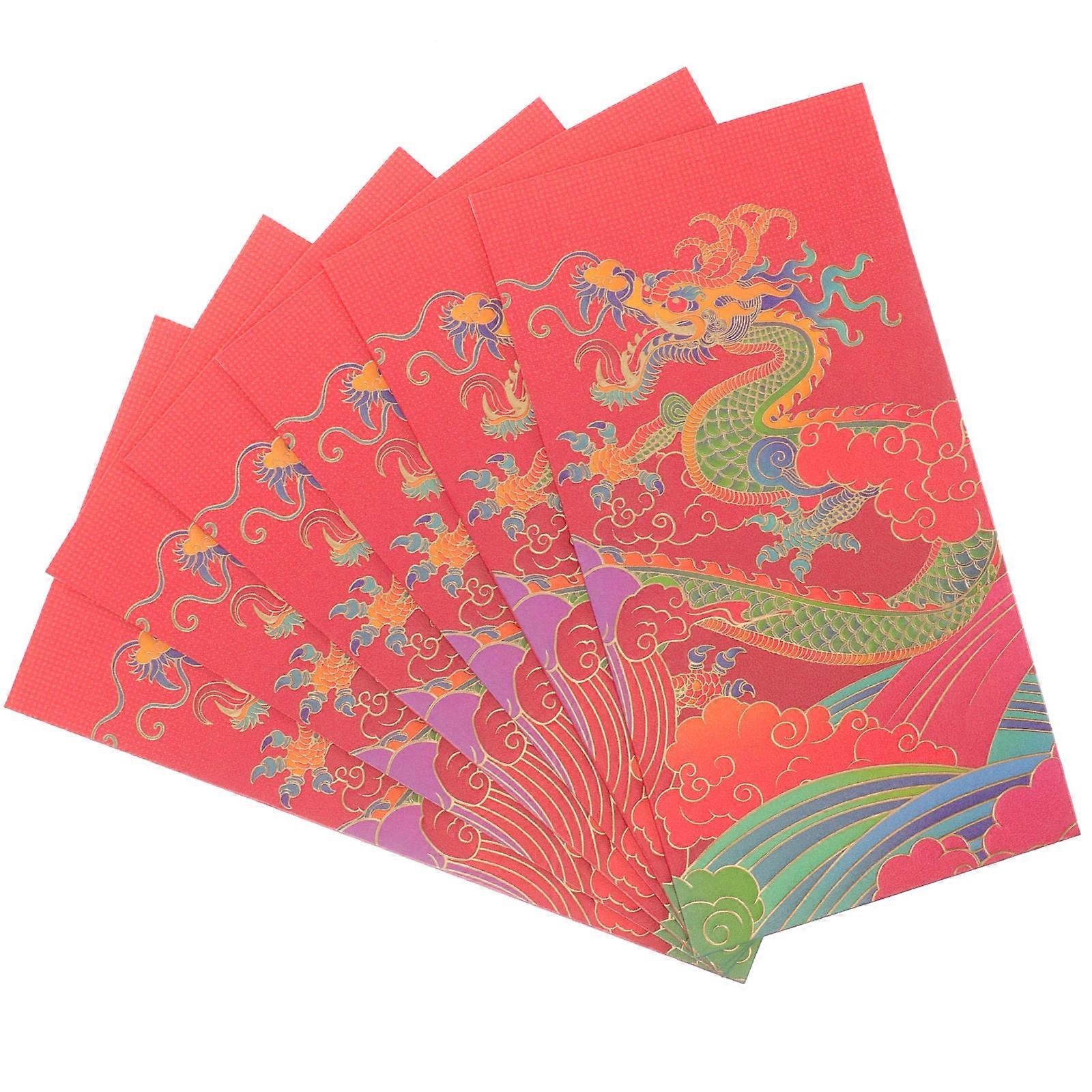 Chinese New Year Red Envelopes 24 Pcs Vintage Spring Festival Packets 16.8X8.8Cm Rectangular Design