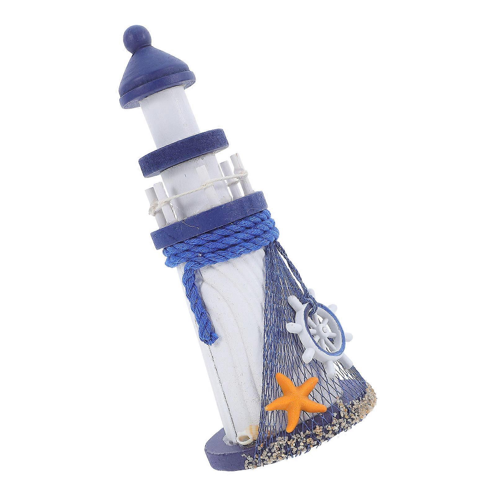 Nautical Decor Wooden Lighthouse Figurine for Tabletop Display 6Pcs Ornament