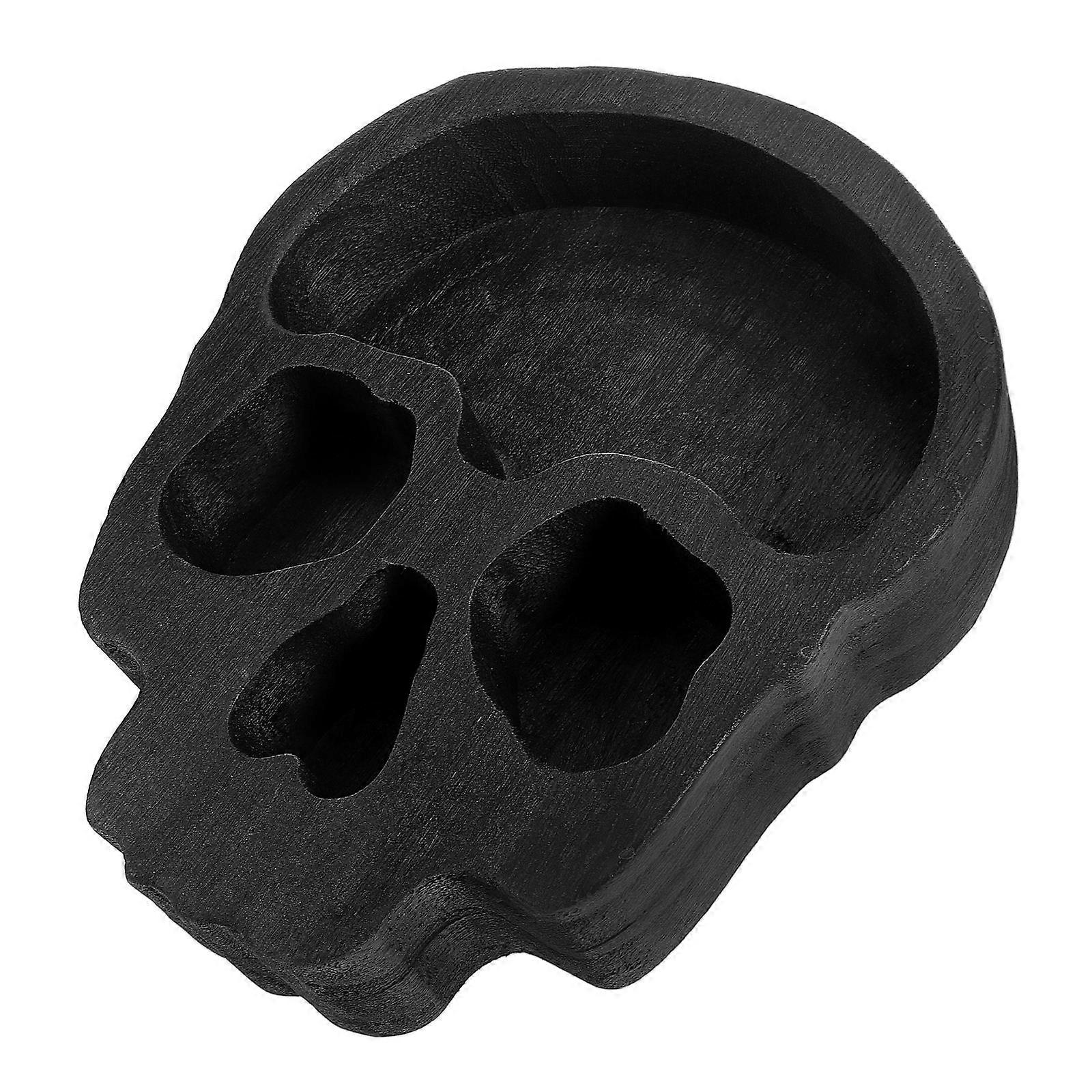 Wood Skull Head Bowl for Serving Nuts 3Pcs Halloween Party Serving Plate