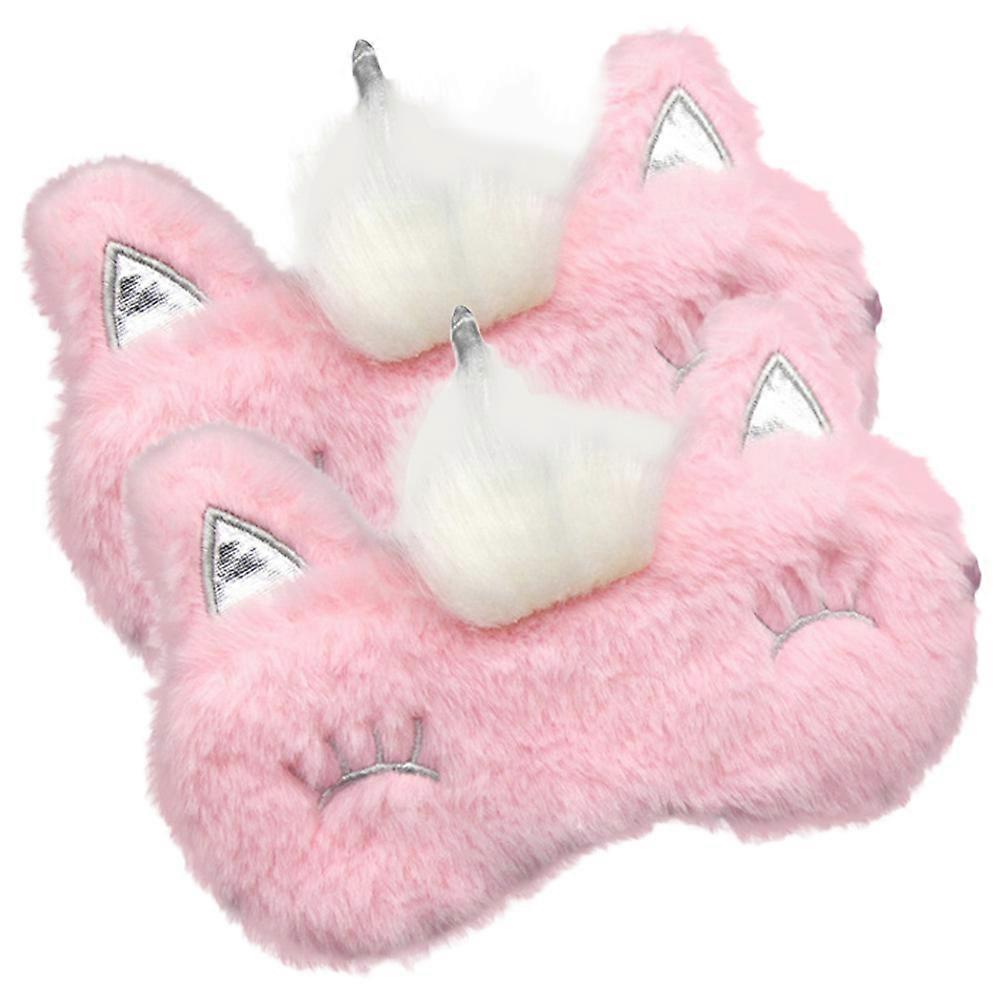 Pink Plush Eye Mask for Sleeping 4Pcs Sleep Masks Light Blocking Covers