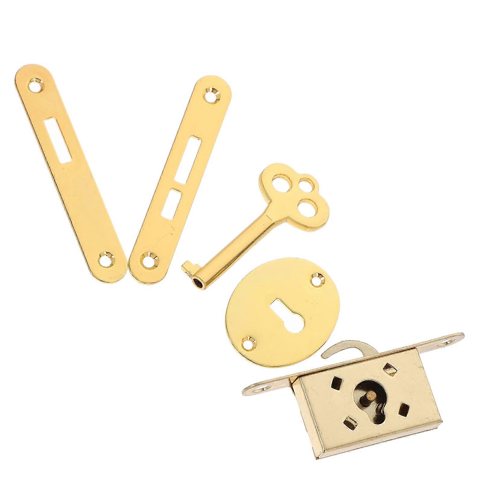 Jewelry Box Lock with Key for Cabinet Golden Invisible Hidden Drawer Lock 3Sets