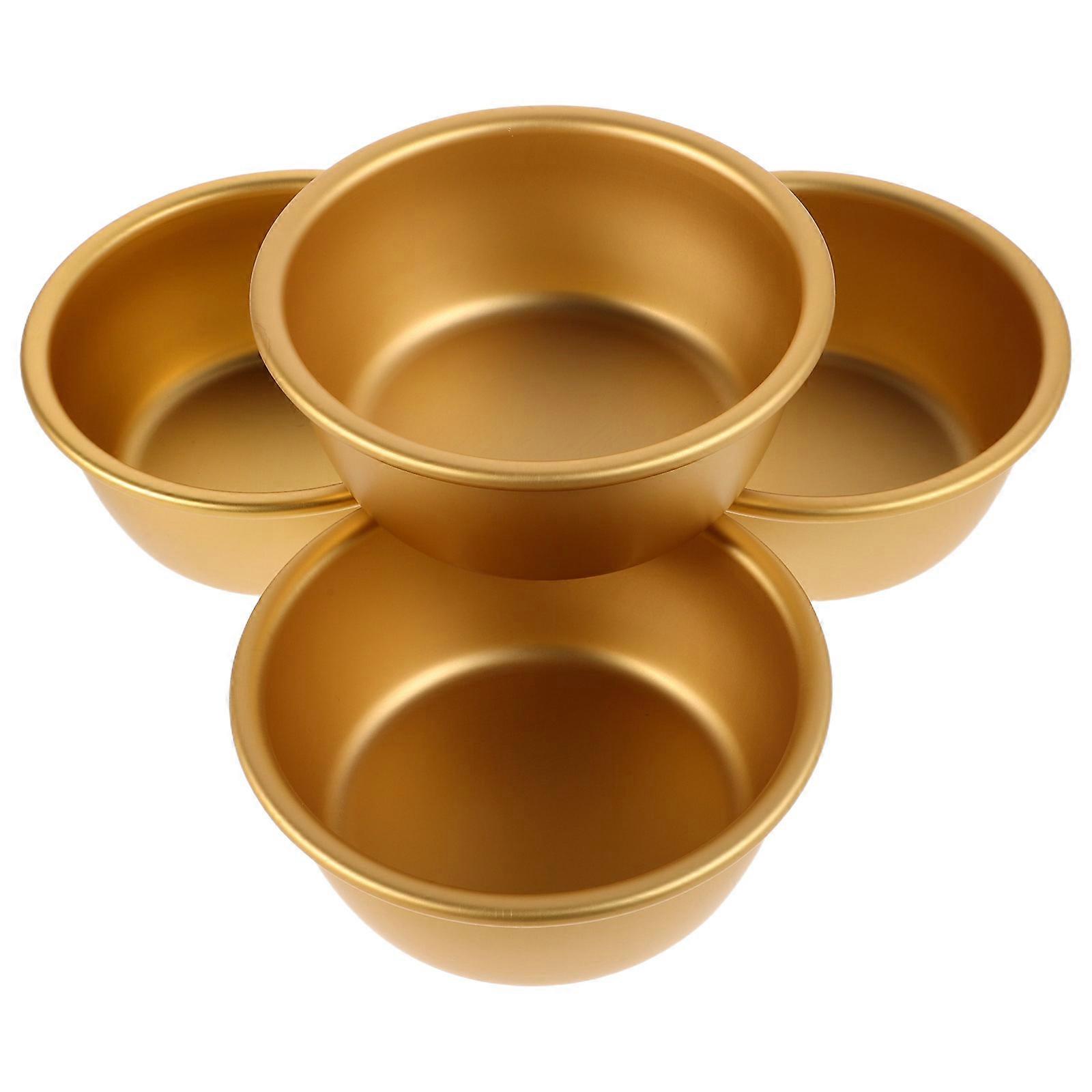 Soy Sauce Dishes For Sushi Korean Style Aluminum Bowls For Rice Wine Sauces And Seasonings Round Shape Golden Color 4Set