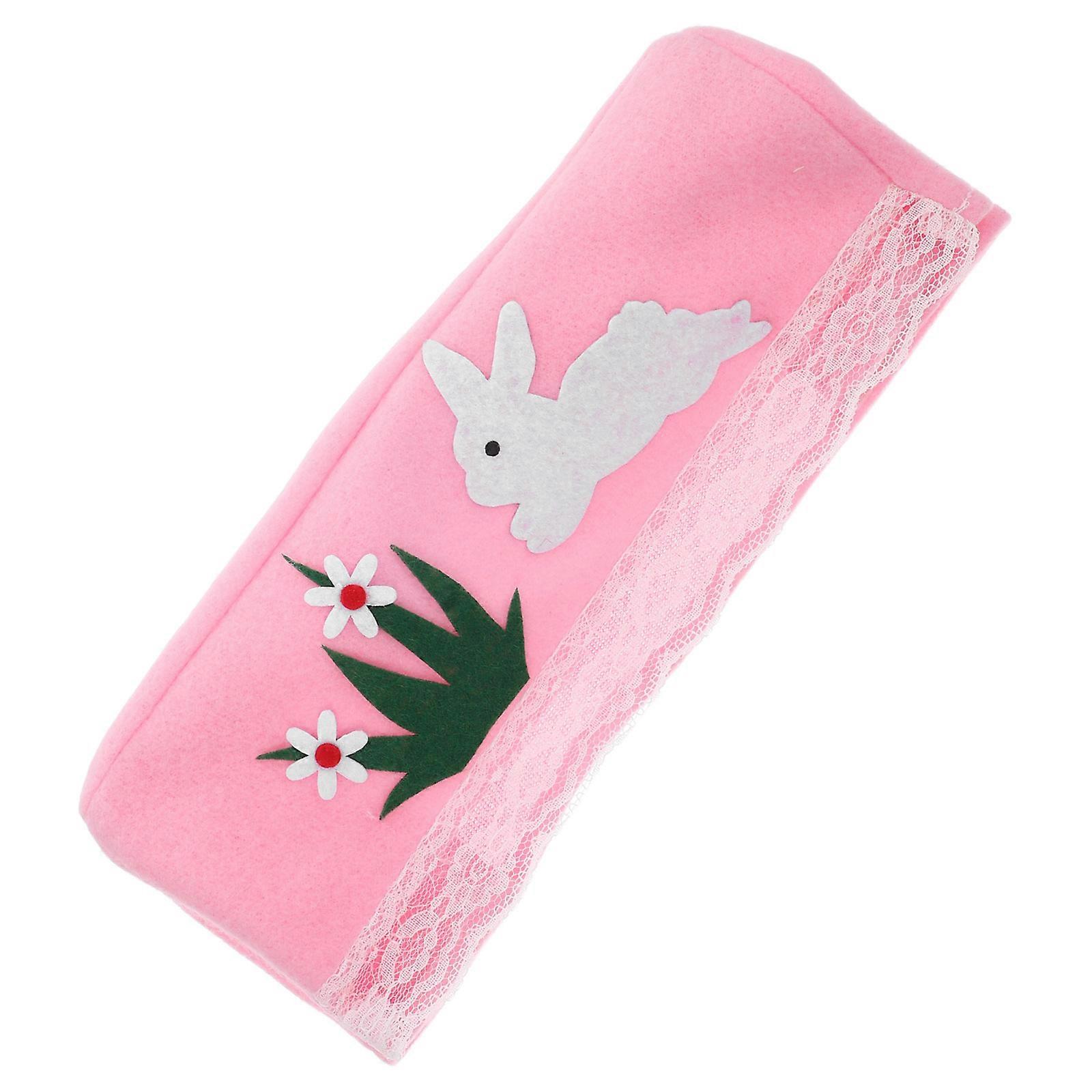Plush Easter Bunny Tissue Box Cover Rectangular Pink 2Pcs Tissue Holder