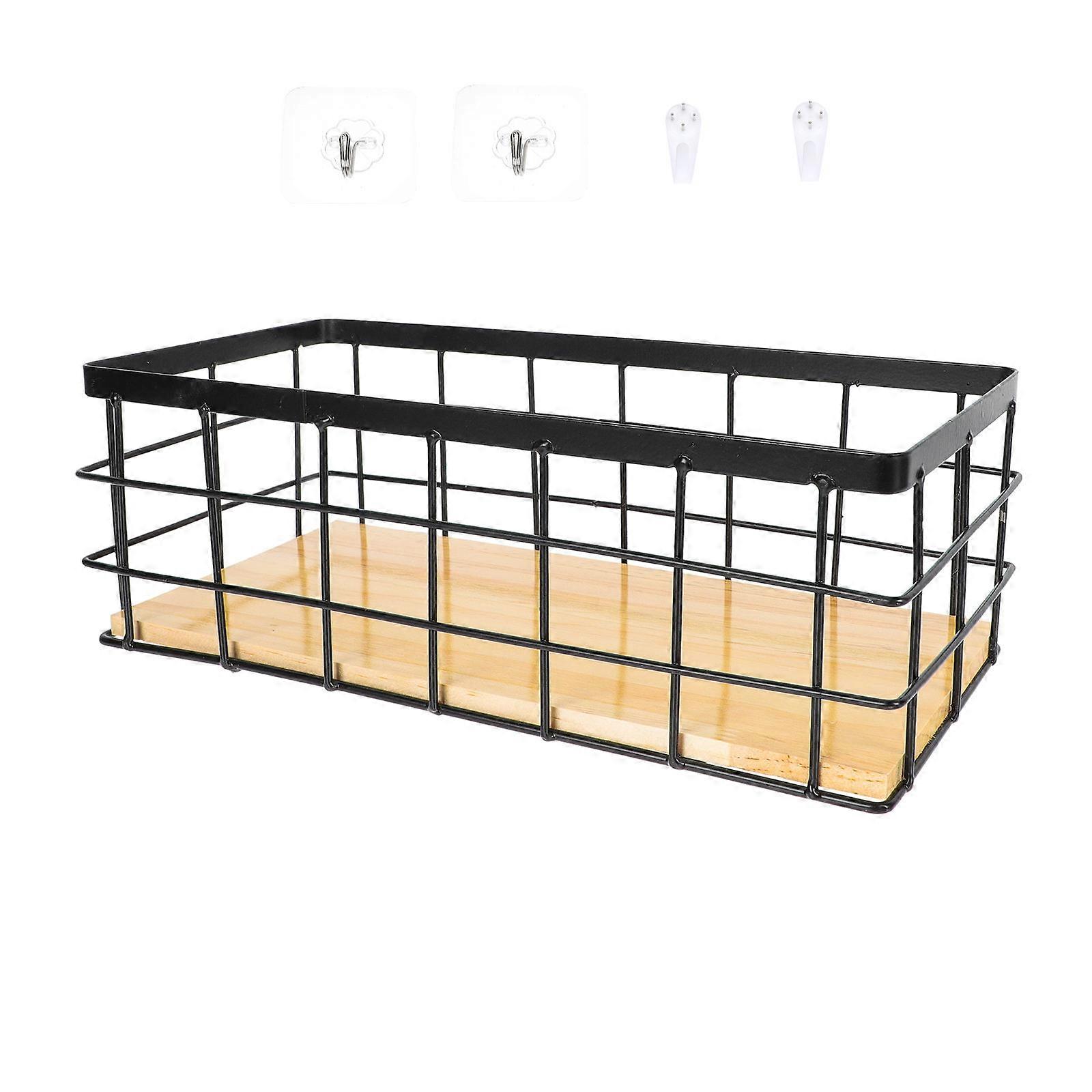 Iron Art Storage Basket for Home Use 1Set Black Desktop Hanging Container