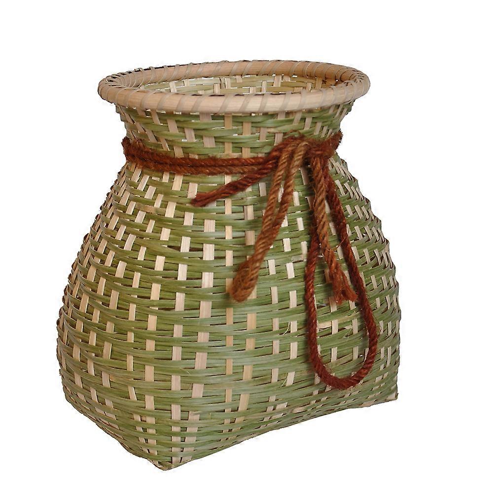 Boho Storage Basket Handmade Bamboo Woven Container Dark Brown For Outdoor Activities 1Pack