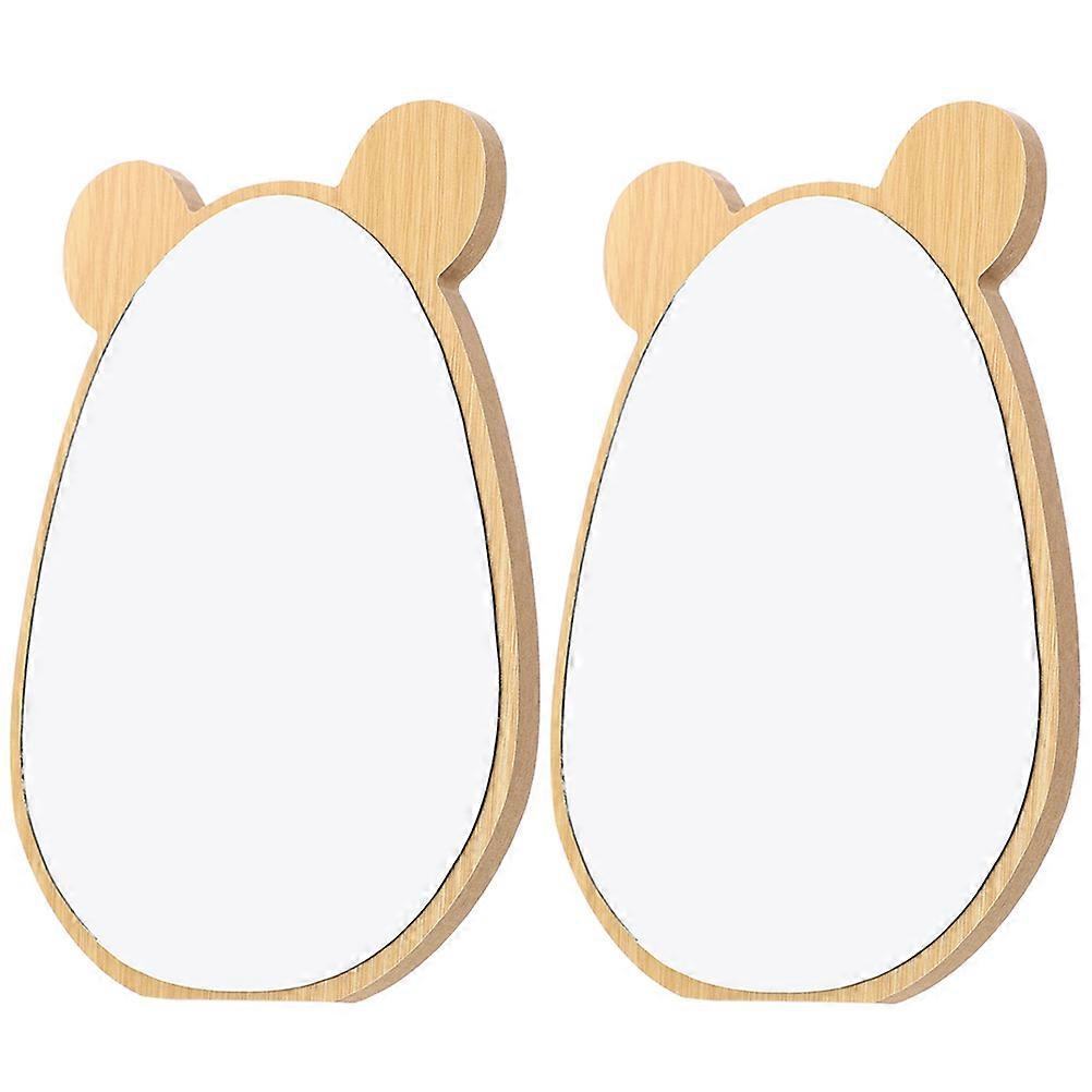 Wooden Desktop Makeup Mirror for Daily Use 4Sets with Clear Reflection